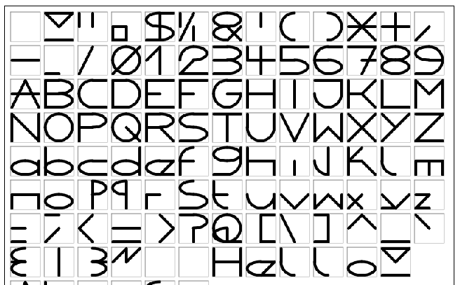 Preview of the atoms font