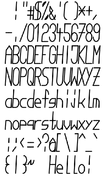 Screenshot of embedded font